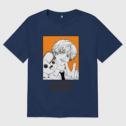 Футболка оверсайз мужская Человек-бензопила Denji Почита, цвет: тёмно-синий