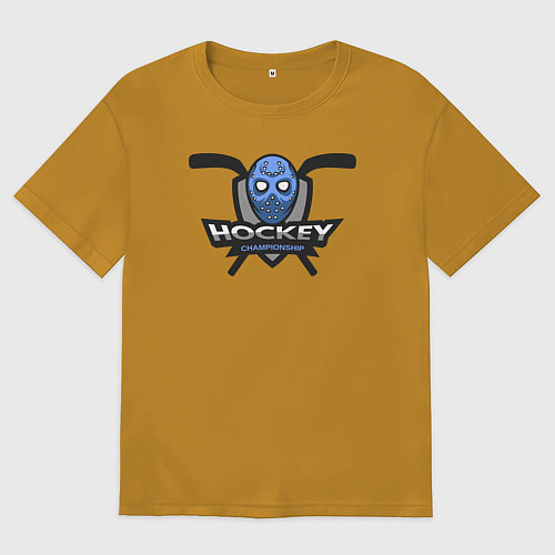 Мужская футболка оверсайз Хоккейный чемпионат / Горчичный – фото 1