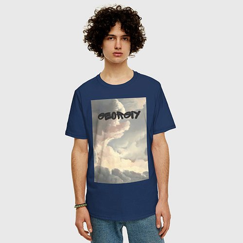 Мужская футболка оверсайз Georgiy облака / Тёмно-синий – фото 3
