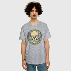 Футболка оверсайз мужская Skull and nature, цвет: меланж — фото 2