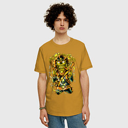 Футболка оверсайз мужская Череп - ковбой с револьверами, цвет: горчичный — фото 2