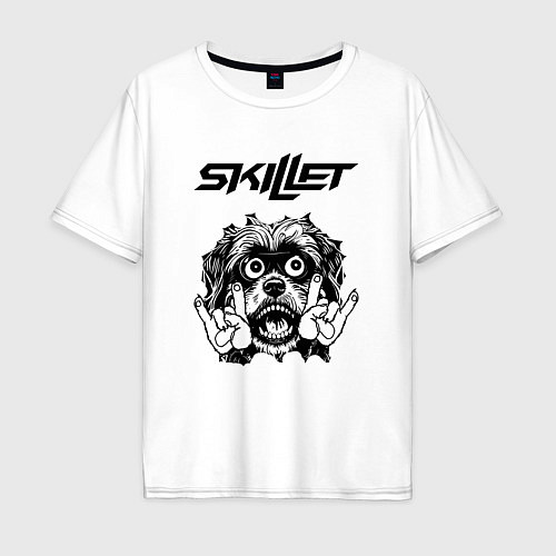 Мужская футболка оверсайз Skillet - rock dog / Белый – фото 1