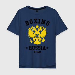 Футболка оверсайз мужская Boxing Russia Team, цвет: тёмно-синий