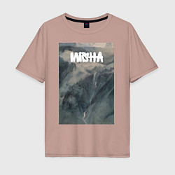 Футболка оверсайз мужская Misha горное ущелье, цвет: пыльно-розовый
