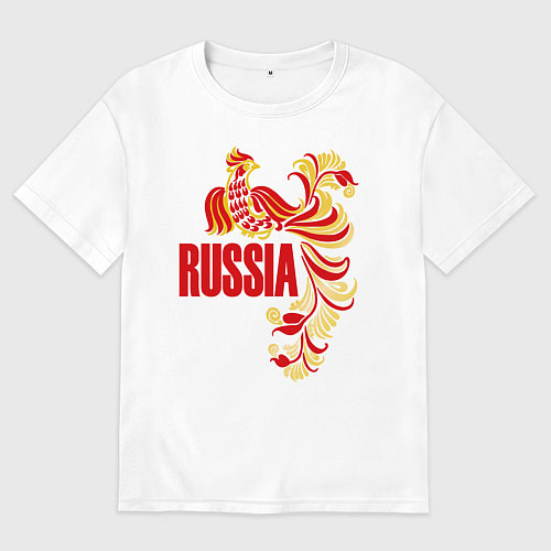 Мужская футболка оверсайз Russia / Белый – фото 1