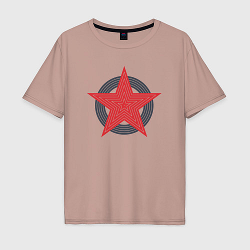 Мужская футболка оверсайз Red star symbol / Пыльно-розовый – фото 1