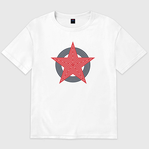 Мужская футболка оверсайз Red star symbol / Белый – фото 1