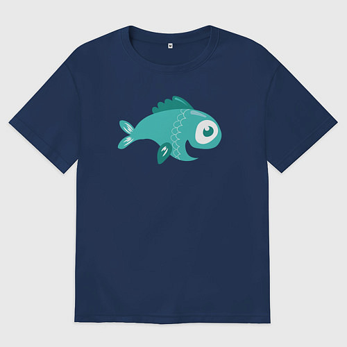 Мужская футболка оверсайз Весёлая рыбка / Тёмно-синий – фото 1