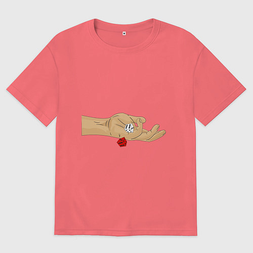 Мужская футболка оверсайз Игра в кости / Коралловый – фото 1