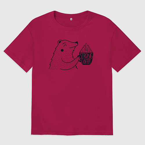 Мужская футболка оверсайз Крепкий как мой кофе / Маджента – фото 1