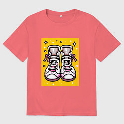 Мужская футболка оверсайз Розовые ботинки