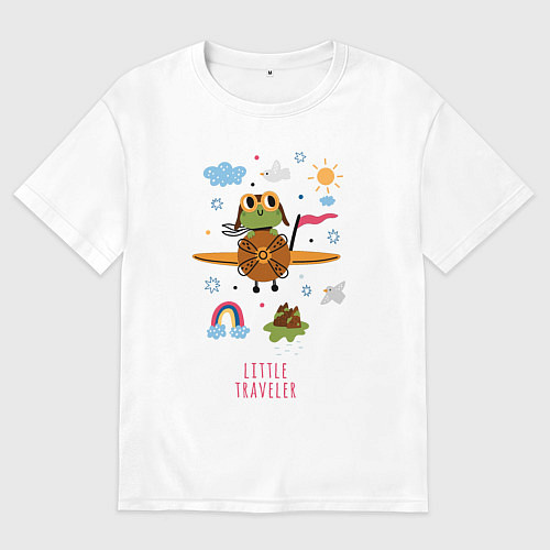 Мужская футболка оверсайз Лягушонок пилот / Белый – фото 1