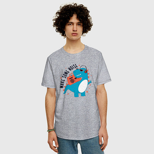 Мужская футболка оверсайз Давай-ка пошумим / Меланж – фото 3