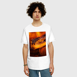 Футболка оверсайз мужская Огненная змея, цвет: белый — фото 2