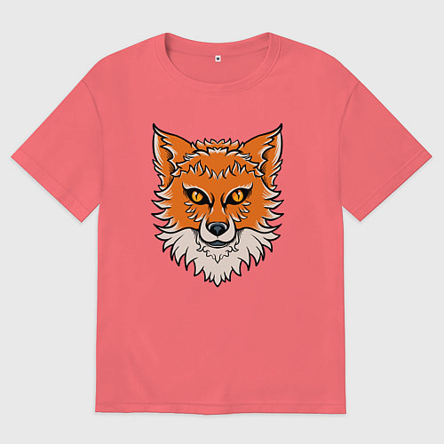 Мужская футболка оверсайз Милая лисица / Коралловый – фото 1