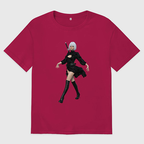 Мужская футболка оверсайз Yorha 2b / Маджента – фото 1