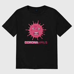 Футболка оверсайз мужская Pink coronavirus, цвет: черный