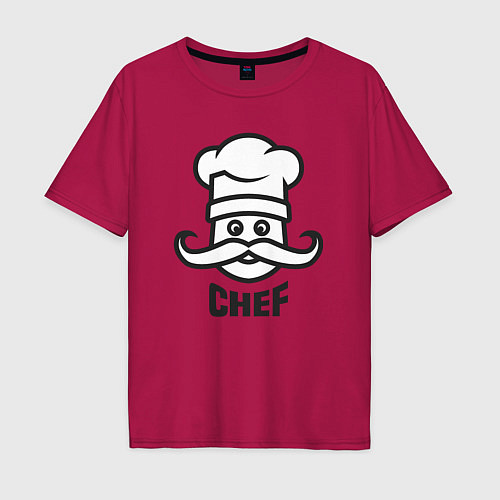 Мужская футболка оверсайз Chef / Маджента – фото 1