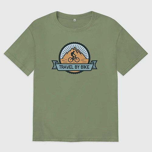 Мужская футболка оверсайз Путешествовать на велике / Авокадо – фото 1