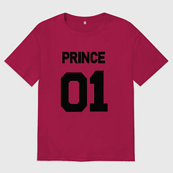 Футболка оверсайз мужская Футбольная надпись 01: принц, цвет: маджента