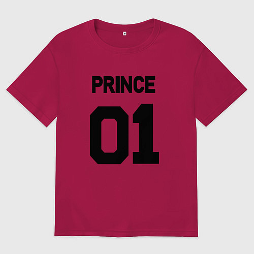 Мужская футболка оверсайз Футбольная надпись 01: принц / Маджента – фото 1