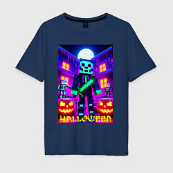 Мужская футболка оверсайз Halloween and Minecraft - neon collaboration