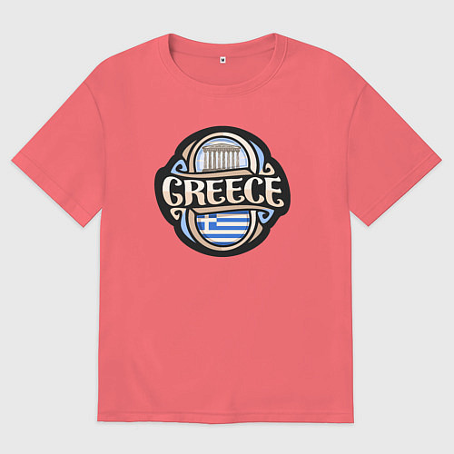 Мужская футболка оверсайз Greece / Коралловый – фото 1