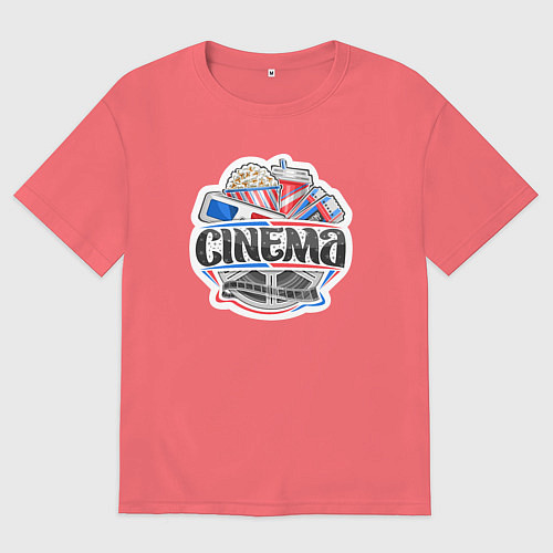 Мужская футболка оверсайз В кинотеатре / Коралловый – фото 1