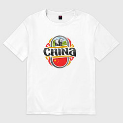 Футболка оверсайз мужская China panda, цвет: белый
