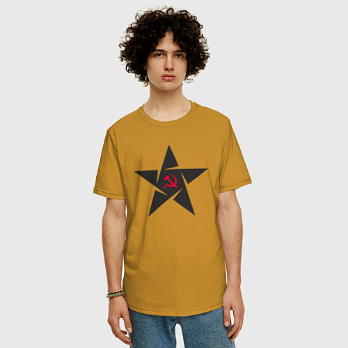 Мужская футболка оверсайз Black star USSR / Горчичный – фото 3