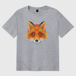 Футболка оверсайз мужская Лисичка лоу поли, цвет: меланж