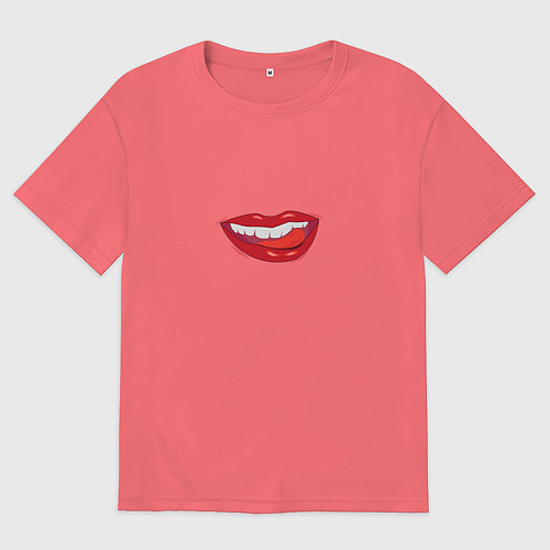 Мужская футболка оверсайз Показывает язык / Коралловый – фото 1