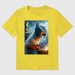 Мужская футболка оверсайз Кот сварщик - нейроарт