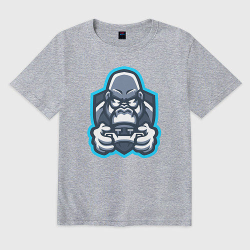 Мужская футболка оверсайз Gamer monkey / Меланж – фото 1