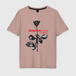 Футболка оверсайз мужская Depeche Mode - Violator black rose, цвет: пыльно-розовый