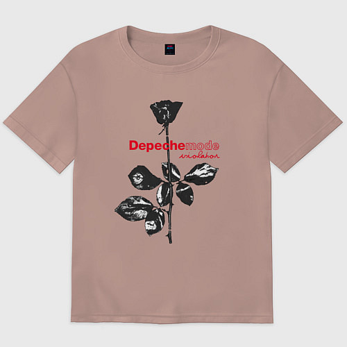 Мужская футболка оверсайз Depeche Mode - Violator black rose / Пыльно-розовый – фото 1