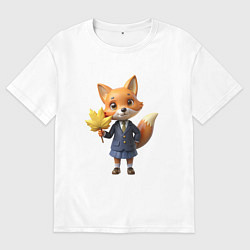Футболка оверсайз мужская Лисичка в школьной форме, цвет: белый