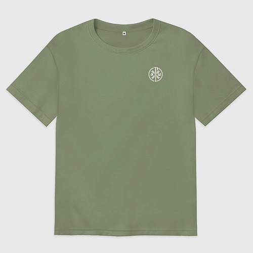 Мужская футболка оверсайз Сокрушу пред ним врагов его малая хризма белая / Авокадо – фото 1