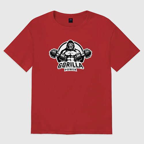 Мужская футболка оверсайз Gorilla power gym / Красный – фото 1