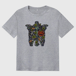 Мужская футболка оверсайз Halloween skeletor