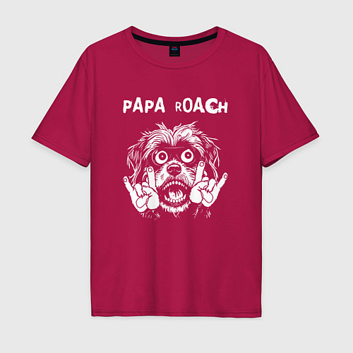Мужская футболка оверсайз Papa Roach rock dog / Маджента – фото 1