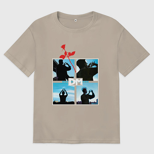 Мужская футболка оверсайз Depeche Mode world in my eyes: red rose / Миндальный – фото 1