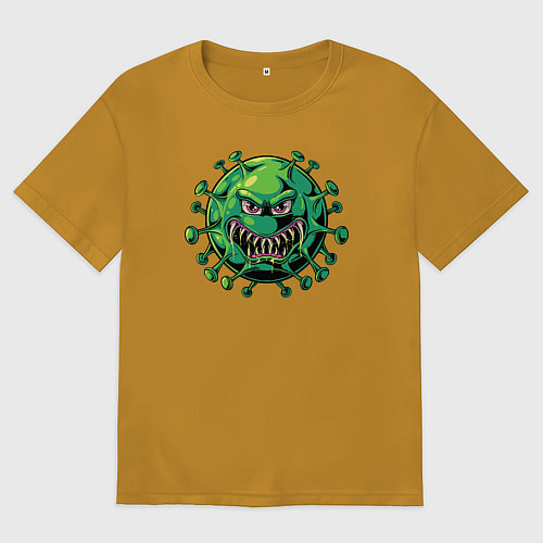 Мужская футболка оверсайз Вирус злодей / Горчичный – фото 1