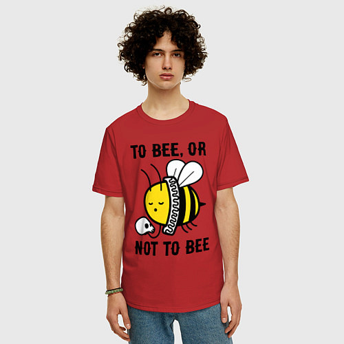 Мужская футболка оверсайз Быть пчелой или не быть / Красный – фото 3