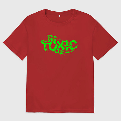 Мужская футболка оверсайз Toxic text / Красный – фото 1