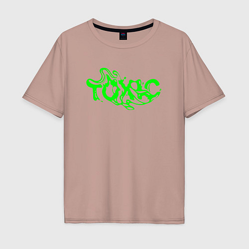 Мужская футболка оверсайз Toxic text / Пыльно-розовый – фото 1