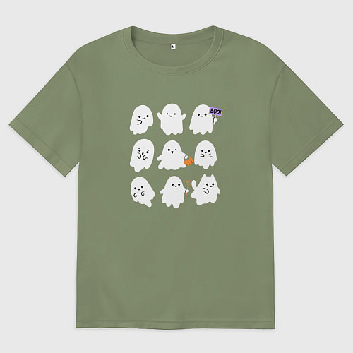 Мужская футболка оверсайз Милые призраки / Авокадо – фото 1