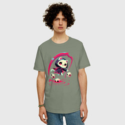 Футболка оверсайз мужская Котик с косой, цвет: авокадо — фото 2