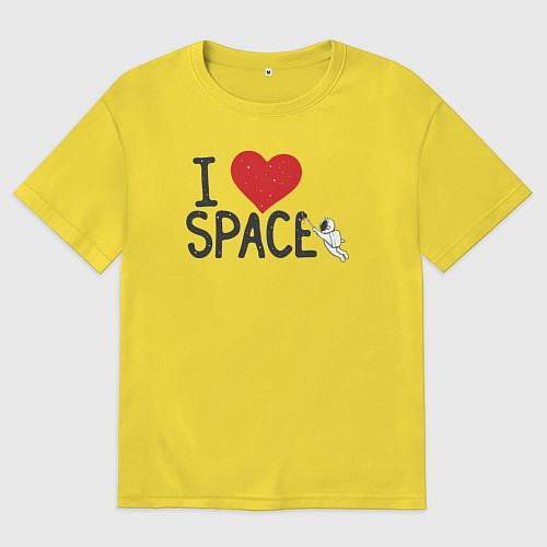 Мужская футболка оверсайз Любовь и космос / Желтый – фото 1