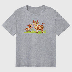 Футболка оверсайз мужская Телёнок и корова, цвет: меланж